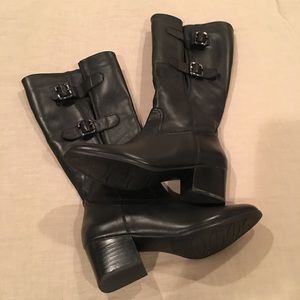 Vaneli leather knee high black boots